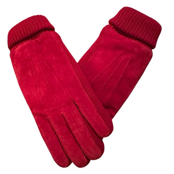 Thinsulate Red Suede Insulated Gloves - Picture 3 of 9